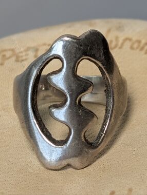D. JALIS CREATION Sterling Silver Gye Nyame Ring Modernist Sz 9